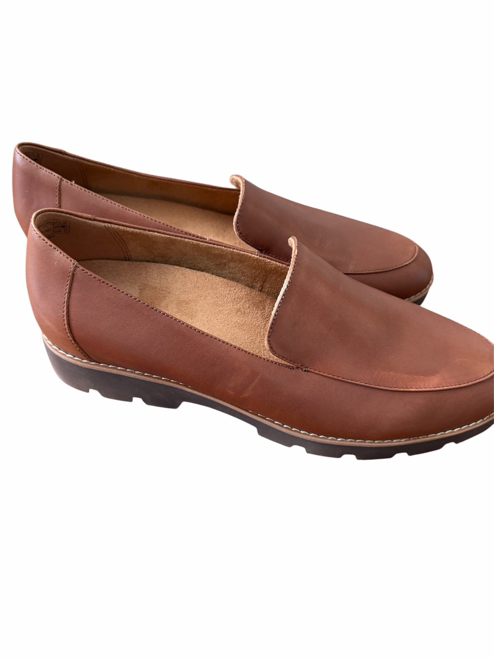 Vionic Kensley Women’s Size 11 Brown Leather Loafers Slip On Lug Sole Comfort